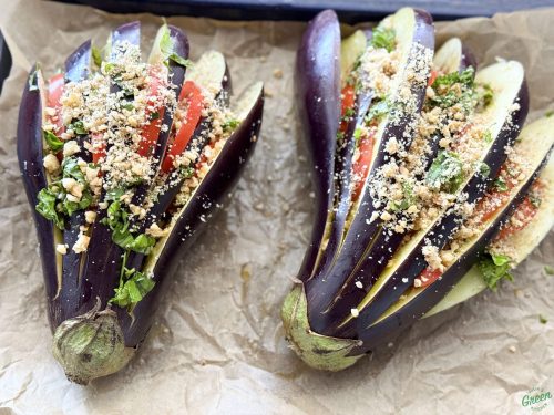 ROASTED EGGPLANT FAN - Julia's Green Kitchen